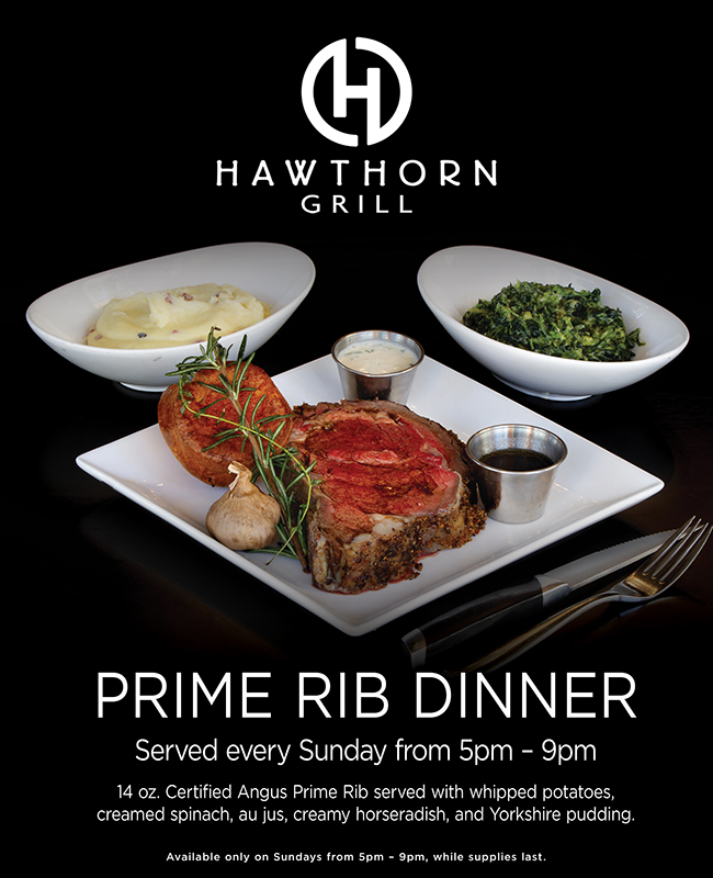 Prime Rib Dinner at Hawthorn Grill